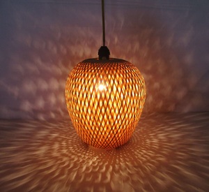 Handmade Ellipsoid Shape Bamboo Lampshade Pendant Vintage Bamboo Art <b>Ceiling</b> <b>Shade</b> for Hotel Electric <b>Light</b> Source Pendant - Product Image 2