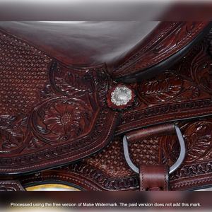 Selle anglaise de style occidental durable en cuir synthétique sculpté à la main, siège confortable écologique, équitation en laiton - Product Image 2