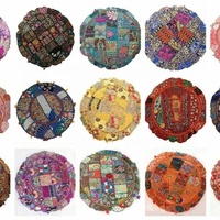 Housse d'oreiller en Patchwork rond fait à la main, motif Patchwork, grand tabouret de pied, Boho, pour siège de Yoga, crochet indien, 1 pièce