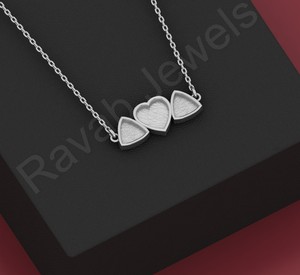 2025 fabriqué à la main en argent Sterling 925 coeur trillion forme lunette nouveau collier à breloques réglage pour la saint-valentin composant de bijoux - Product Image 2