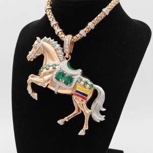 Collier pendentif cheval drapeau colombien en argent sterling 925 glacé, bijoux hip-hop, bijoux animaux, bijoux personnalisés pour hommes et femmes - Product Image 5