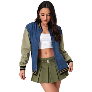 Veste d'université pour femmes Marque privée À la mode Prix compétitif Étiquette personnalisée Nouvelle arrivée Vestes d'université régulières pour femmes - Product Image 1