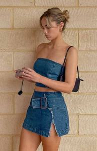 Shorts de Mezclilla con Cintura Elástica, Falda Tipo Short, Estilo Casual, Moda Urbana de Verano - Product Image 3