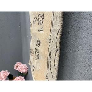 Vintage Small Rug, 1.4x3.2 ft Turkish Rug, <b>Brown</b> <b>Wool</b> Rug - Product Image 2