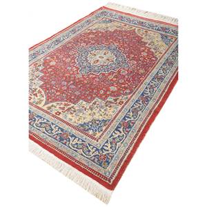 Alfombra Gulnar de Lana Anudada a Mano, Diseño Rectangular Abstracto con Medallón Rojo Naranja, Hecha a Mano, Modelo SKWL-334, para Sala de Estar o Pasillo - Product Image 2