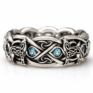Anello da Uomo con Totem di Lupo, Stile Gotico Retrò, Gioiello Statement, Accessorio Moda Street con Linee Incrociate - Product Image 1