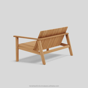 Chaise de jardin d'extérieur, dimensions 150x90x73 cm, en teck vieilli, au design moderne - Product Image 6