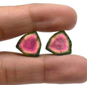 Rodajas de Turmalina de Sandía Natural, Color Bio, Pares, Rodajas de Piedras Preciosas Sueltas para Joyería, Pendientes, Joyería y Artesanías de Cristal - Product Image 4