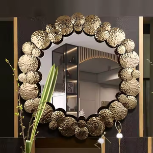 Modern Round <b>Wall</b> <b>Mirror</b> with Golden Beads, Luxury Metal <b>Wall</b> <b>Mirror</b> <b>for</b> <b>Bathroom</b>, Living Room, Bedroom, Entryway & Gifts - Product Image 2
