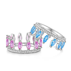 Jeulia <b>Crown</b> Marquise Cut Sterling Silver Engagement <b>Ring</b> Set with Zircon - Product Image 1