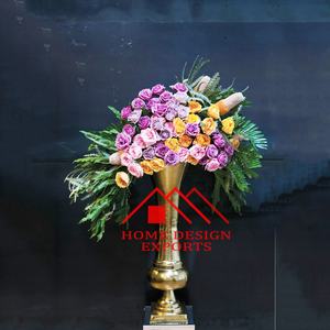 Centros de mesa, urnas doradas, florero para decoración de boda, novedad de 2025, florero dorado para decoración de suelo de boda - Product Image 1