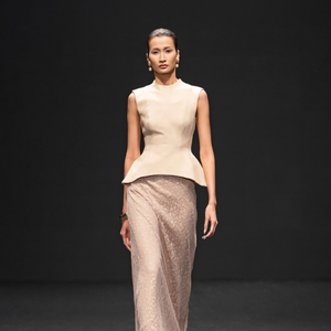 2025 nouveau Design femme chemise LILA sable JACQUARD PEPLUM sans manches sable Jacquard femmes vêtements élégant Logo personnalisé du Vietnam - Product Image 1