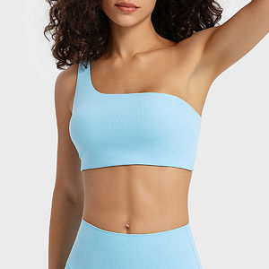 Venta caliente personalizado un hombro Crop Sports Bra XS tamaño gimnasio ropa deportiva para correr Yoga y Fitness Push Bra - Product Image 2