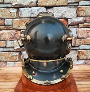 Casque de plongée artisanal avec base en bois, qualité supérieure, casque de plongée sous-marine antique, article de haute qualité - Product Image 2