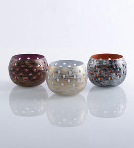 Multi Color Metal <b>Tealight</b> <b>Candle</b> Votive in Round Shape for Home & Christmas Tabletop Lighting Decoration Votive - Product Image 1
