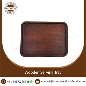 Plateau de service rectangulaire en bois fait main de la meilleure qualité Plateau décoratif multi-usage pour hôtel et restaurant - Product Image 3