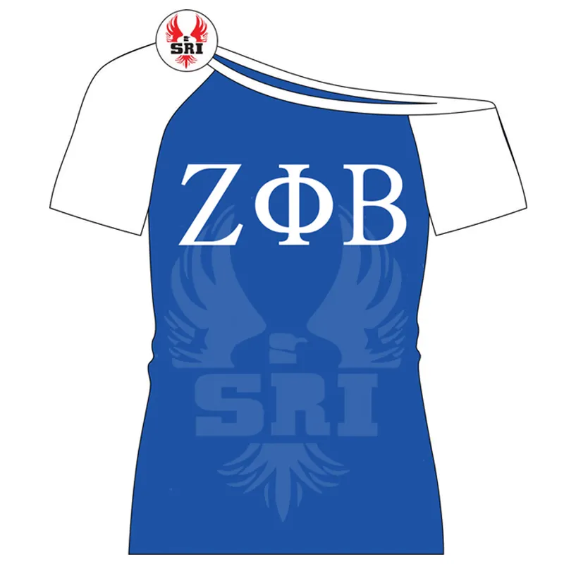 Zeta Phi Beta hors épaule sweat sur mesure t-shirt | ZPB sororité broderie femmes coton Jersey t-shirts t-shirts