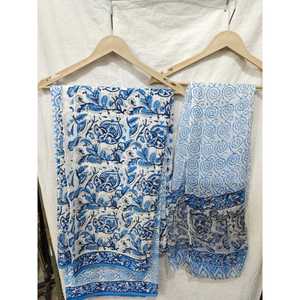 Hand <b>Block</b> <b>Print</b> Cotton Ladies Gown with Chiffon Dupatta Modern Elegant Ethnic Style Pakistani-Indian Style Long Length Stitched - Product Image 1