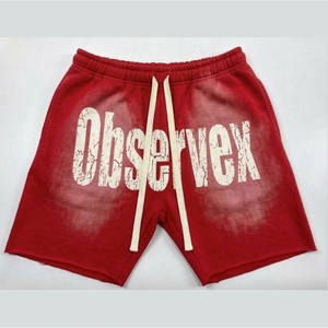 Embroidered <b>Patch</b> French Terry <b>Men</b> Baggy Acid Wash <b>Short</b> Pants Custom Rhinestone 100% Cotton Oversized <b>Men's</b> Sports <b>Shorts</b> - Product Image 4