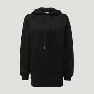 Women's Lightweight Fleece <b>Hoodie</b> Professional Casual Winter Outerwear Solid <b>Black</b> Long Length Collar Breathable <b>Plain</b> Dyed - Product Image 4