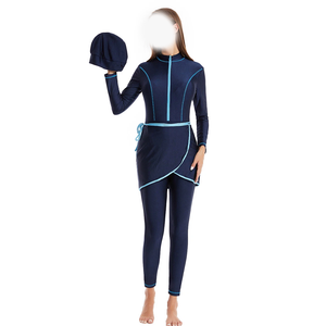 Traje de Baño Burkini para Mujer, Cuello Halter, Corte Alto, Secado Rápido, Transpirable, Estampado Frontal, Tallas Grandes - Product Image 2