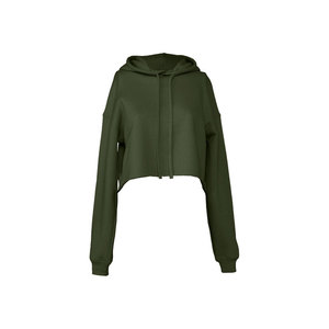 Sudadera con capucha recortada holgada para mujer con logotipo personalizado, sudadera de lana de estilo callejero con estampado de letras, Jersey suave para mujer - Product Image 3