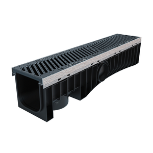 Technodrain Canal de drainage EXEL 150 HDPE de fabrication italienne, fente C250 10 mm, grille en fonte ductile au design moderne, noir, CE, extérieur - Product Image 1
