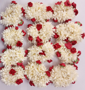 Pulsera de jazmín indio tradicional en rojo blanco amarillo para bodas y ceremonias nupciales Sangeet - Product Image 6