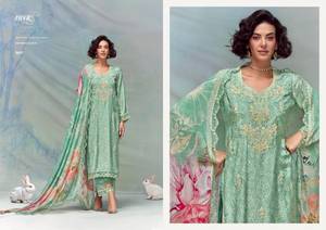 Premium Pure Masleen Impresión digital Dori bordado traje colección disponible a precio mayorista adecuado para ropa de fiesta - Product Image 6