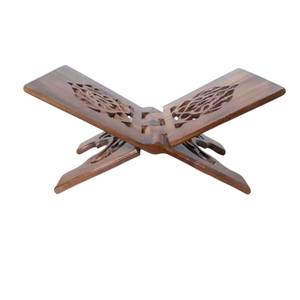 Support de livre Rehal en bois sculpté à la main créatif pour livres saints support de Coran en bois de Sheesham pliable avec un design floral complexe - Product Image 1