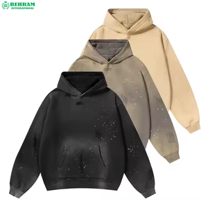 Sweat à capuche pour homme coupe classique délavé à l'acide 100% coton, effet soleil éclairé, technique de teinture unie, hiver, écologique, vente en gros - Product Image 6