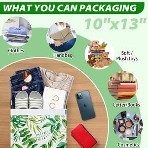 ถุงโพลีเมลเลอร์ขอบคุณ 100 แพ็ค ขนาด 25x33 ซม. ปิดผนึกด้วยกาวในตัว พิมพ์ลายใบไม้เขตร้อนสีเขียว - Product Image 4