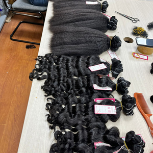 Paquetes de trama de cabello humano virgen brasileño 100% cutículas alineadas sin enredos sin desprendimiento de estilos rectos/ondulados/rizados - Product Image 1