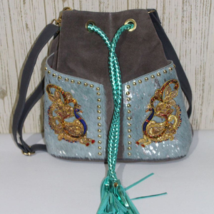 <b>Backpack</b> Hand <b>Tooled</b> Patch Comfortable Shoulder Chest <b>Bag</b> for Office for Woman Girl Peacock Embilished Sling Back Pack for Woman - Product Image 1