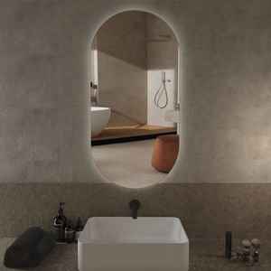 Miroir de salle de bain ovale moderne en verre réversible 50x100 avec rétroéclairage LED - Product Image 2