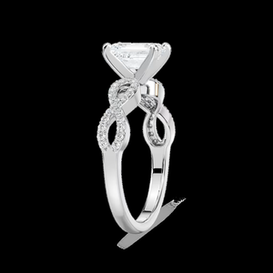 Anillo de Compromiso con Diamante Cultivado en Laboratorio, Corte Esmeralda de 1.30 CTW, Diseño de Espiga Trenzada, Oro Sólido de 14K - Product Image 2