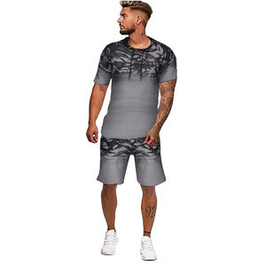 Ensemble 2PC grande taille pour hommes personnalisés T-shirt à manches courtes imprimé à motif uni respirant pour les sports d'été Caractéristique thermique - Product Image 1