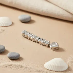 Colgante de Plata y Oro Rosa con Circonitas Cúbicas para Mujer, Forma de Corazón, Chapado en Rodio, con Regalo, Material Principal de Joyería Chapado en Rodio - Product Image 3