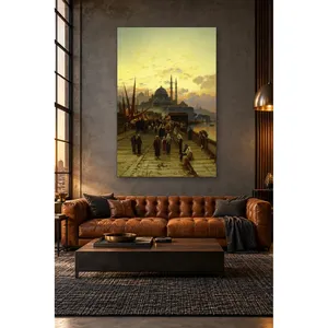 Impression sur toile du pont Galata et de la nouvelle mosquée au coucher du soleil - Product Image 4