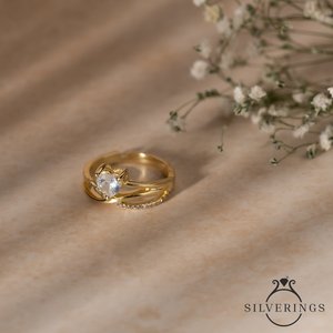 NOVAMART Fine Silverings 925 Sterling Silver Love Wins All Zircon <b>Ring</b> Platinum Engagement/Wedding <b>Couple</b> Gemstone Jewelry Elega - Product Image 4