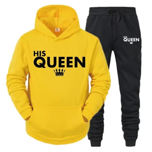 Survêtements imprimés QUEEN pour elle ou KING pour lui, ensembles décontractés à capuche pour couple - Product Image 2