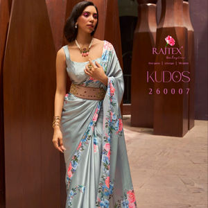 Designer Beautiful <b>Satin</b> Silk <b>Saree</b> with Digital print in all over <b>saree</b>, Wedding Wear <b>Saree</b>, Designer Party Wear <b>Saree</b> - Product Image 1