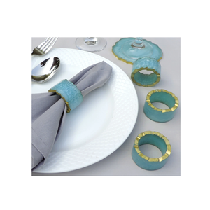 Rond de serviette en résine au design moderne pour vaisselle Couleur bleu ciel coloré Décor de table à manger Design d'hôtel et de vacances - Product Image 4