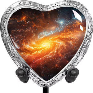 Galaxy Design Petite urne souvenir en forme de coeur en aluminium de style américain avec support en métal Fournitures funéraires en gros - Product Image 1