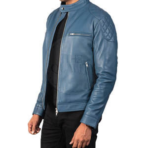 Veste en cuir véritable pour hommes automne hiver col montant Logo avant respirant écologique de haute qualité - Product Image 2
