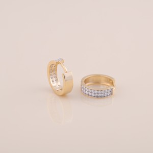 Pendientes de Aro con Doble Hilera de Diamantes Cultivados en Laboratorio con Certificación IGI, Pendientes de Aro Huggie de Plata de Ley 925 para Mujer - Product Image 3