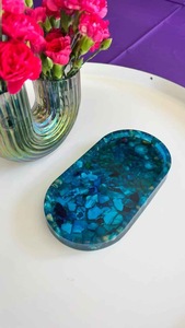 Plateau décoratif en résine de plusieurs couleurs, organisateur de cosmétiques, décoration d'intérieur, plateau ovale en résine, plateau de coiffeuse, haute qualité - Product Image 5