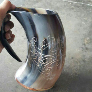 Natural Horn Drinking Mug with Handle-Eco-Friendly Modern Design <b>for</b> Kitchen Use Thermal Insulation Customizable Logo - Product Image 1