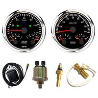 Set Speedometer GPS 85mm 2 Gauge 120MPH Odometer Tachometer 8000RPM Pengukur Bahan Bakar/Suhu Air 40-120 Piston Tekanan Oli