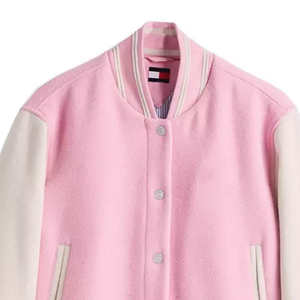 Custom Made Women's Varsity Jacket Wool <b>Body</b> Bright <b>White</b> Leather Sleeves Letterman/Baseball Jacket High Cotton Winter - Product Image 6